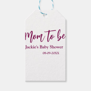 Blivande mamma baby shower namn datum rosa enkel m presentetikett