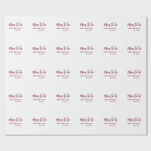 blivande mamma baby shower namn datum rosa enkel m presentpapper (Platt)