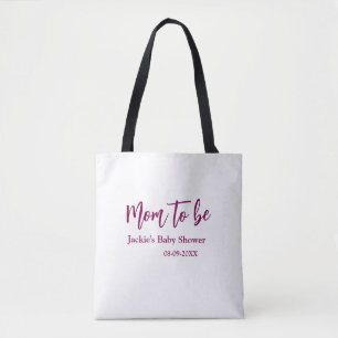 Blivande mamma baby shower namn datum rosa enkel m tygkasse