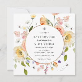 Blivande mamma BEE Blommig Baby Shower Inbjudan