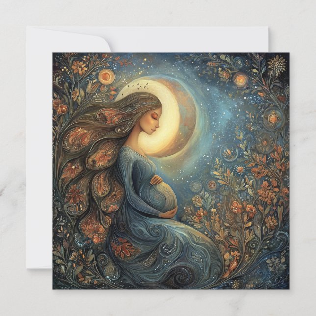 Blivande Mamma Blommig Celestial Mors Dag Kort (Framsida)