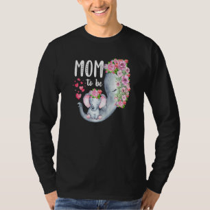 Blivande Mamma Elefant Babyfirande Blommig T Shirt