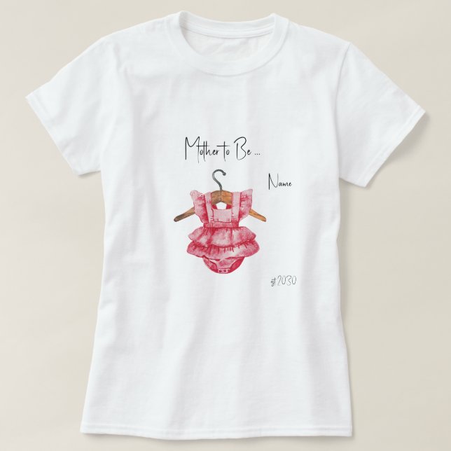 Blivande Mamma Rosa Klänning Flicka Bebis Shower T Shirt (Design framsida)