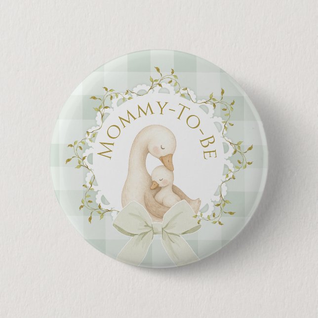 Blivande mamma Silly Goose Sagegrön Babyshower Knapp (Framsida)