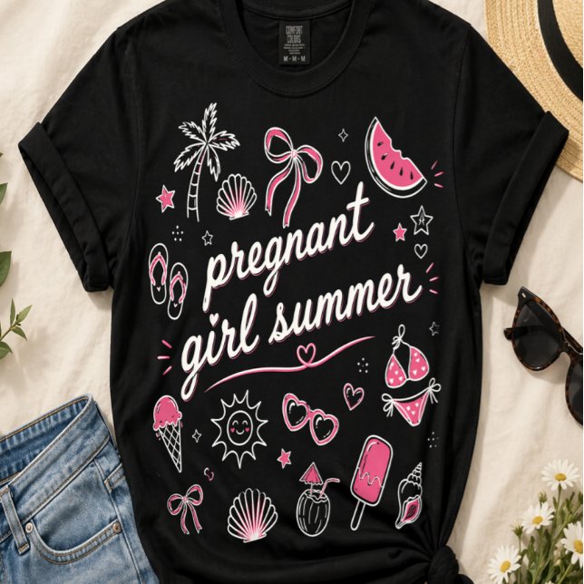 Blivande Mamma Sommar Graviditet Annonsering Mamma T Shirt (Funny Pregnancy Shirt Pregnant Girl Summer T-Shirt, Expecting Mom Gift Idea, Summer Maternity)