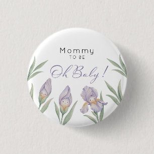 Blivande Mamma Vattenfärg Iris Blommig Lila Lavend Knapp