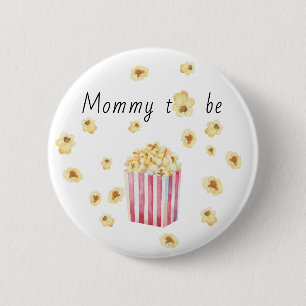blivande mamma Vattenfärg Popcorn Bebis Shower Knapp