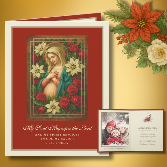 Blivande mor Maria Magnificat skrift Helgkort (Skapare uppladdad)