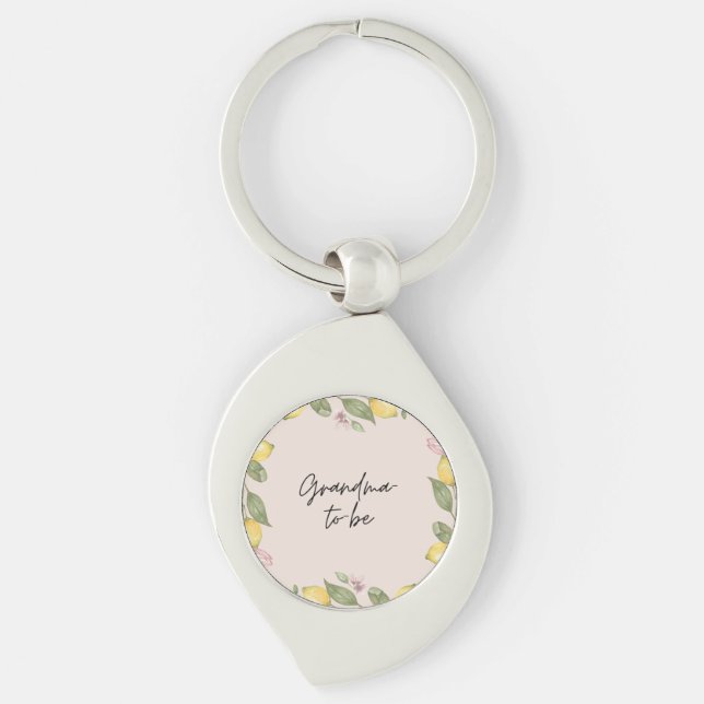 Blivande mormor swirl silverfärgad nyckelring (Framsidan)