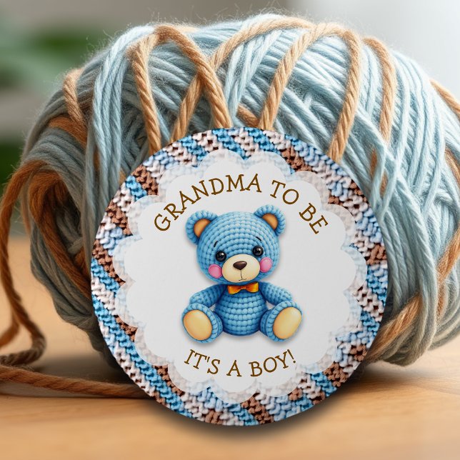 Blivande mormor | Virkad teddybjörn bebisshower  Knapp (Skapare uppladdad)