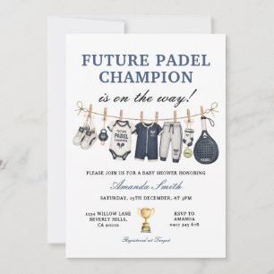Blivande Padel Mästare Pojke Klädlinje Baby Shower Inbjudningar