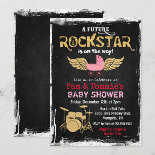 Blivande Rockstjärna Trumset Bebisshower Inbjudan