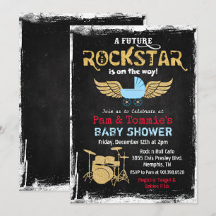 Blivande Rockstjärna Trumset Bebisshower Inbjudan