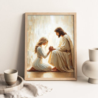 Bliven förlåten, kristen målning, Jesus och kvinna Poster