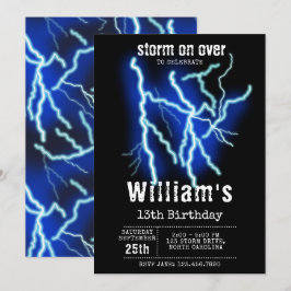 Blixt Bolt Electric Thunderstorm Birthday Inbjudningar