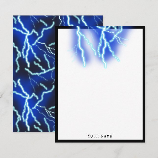 Blixt Bolt Electricity Thunderstorm Night Himmel Anteckningskort (Fram/baksida)