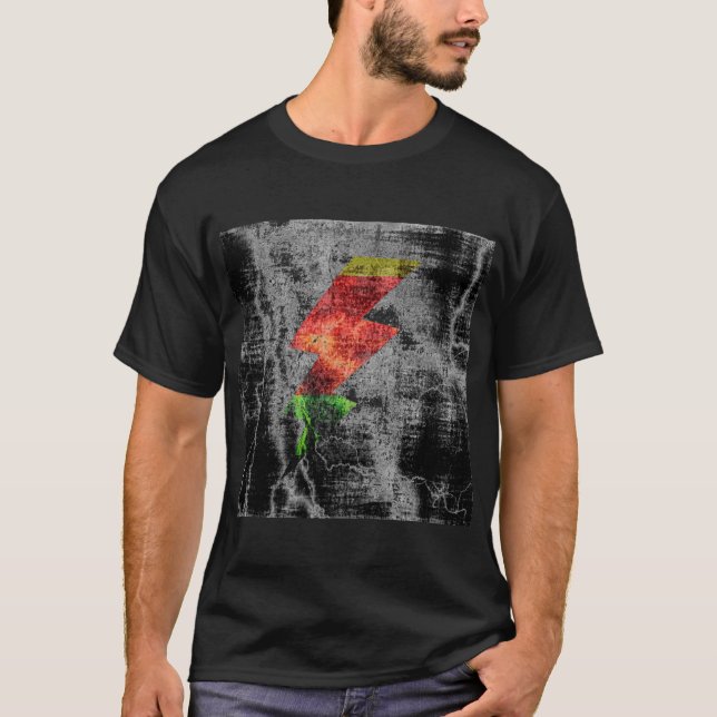 Blixt Bolt på Mörk grunge T Shirt (Framsida)