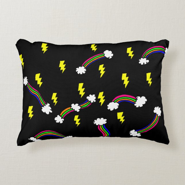 Blixt Bult och Regnbåge Skriv ut dekorfärg Prydnadskudde (Framsidan)