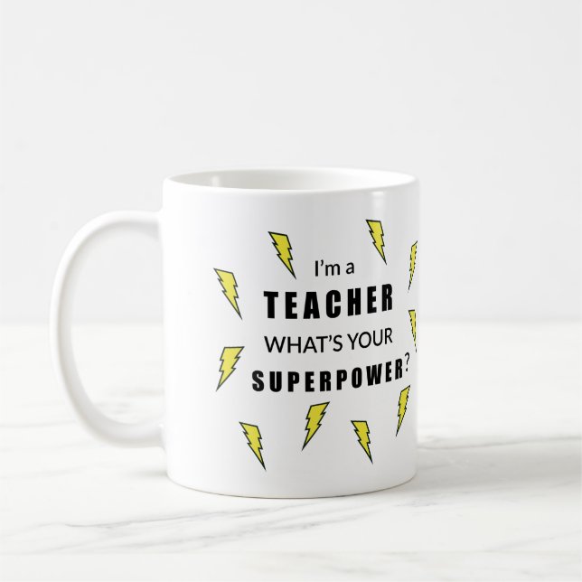 Blixt Bult Superpower Teacher Mugg (Vänster)