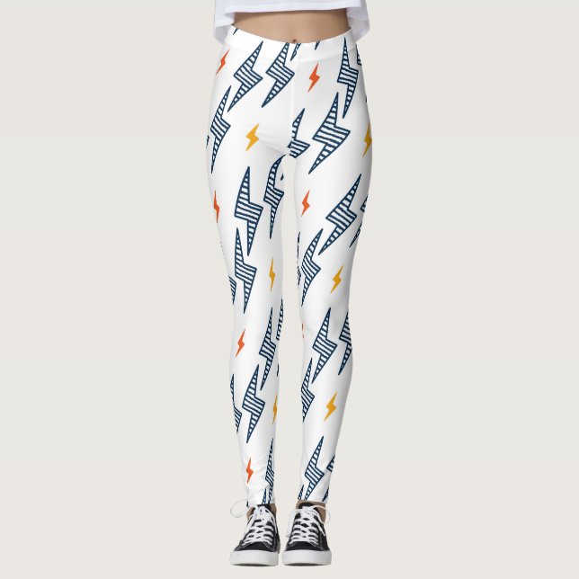 Blixt Bultar Doodle Sömlös blixt Leggings (Framsida)