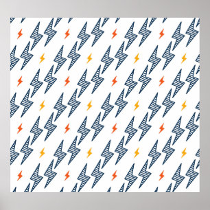 Blixt Bultar Doodle Sömlös blixt Poster