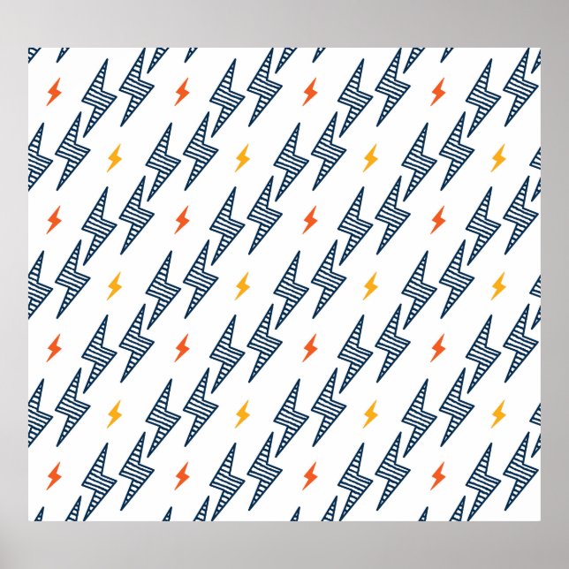 Blixt Bultar Doodle Sömlös blixt Poster (Framsidan)