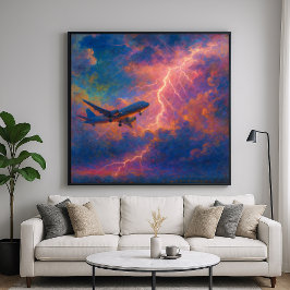 Blixt Flygplan - Pastellfärgning Stil Flygplan Art Poster