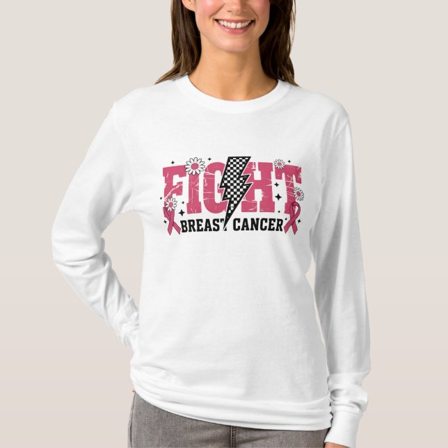 Blixt för att bekämpa bröstcancer t shirt (Framsida)