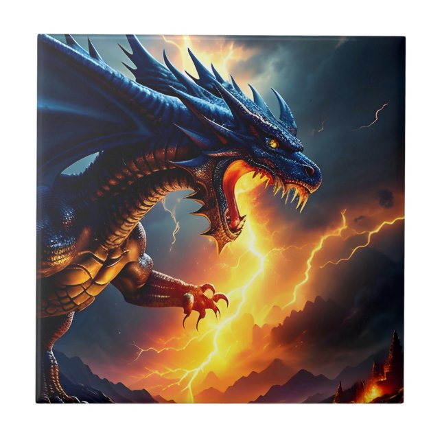 Blixt för Dragon Fire Fight Two Kakelplatta (Framsidan)