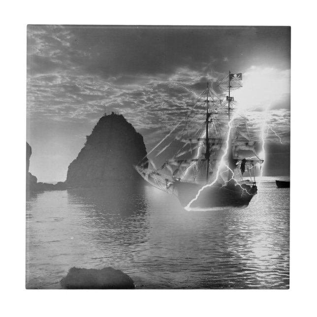 Blixt för piratfraktCatalina ö Kakelplatta (Framsidan)