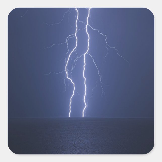 Blixt Fyrkantigt Klistermärke (Framsida)