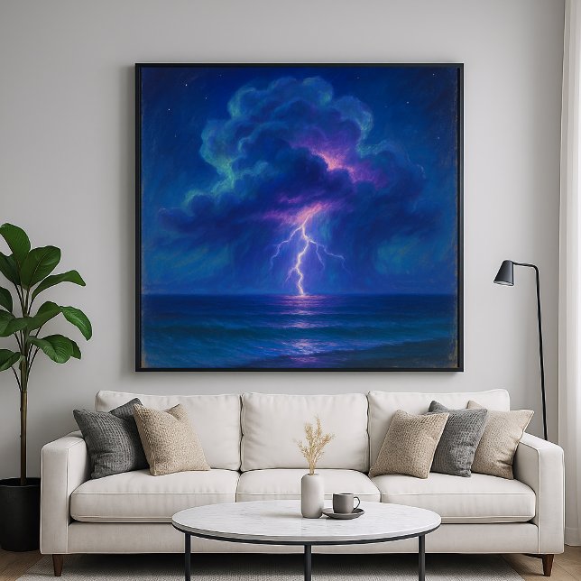 Blixt Havsstorm - Pastell Målning Stil Konst Poster (Skapare uppladdad)