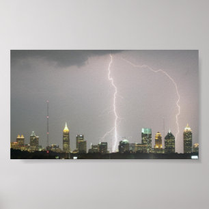Blixt kasta i sig att slå Atlanta skyscraper Poster