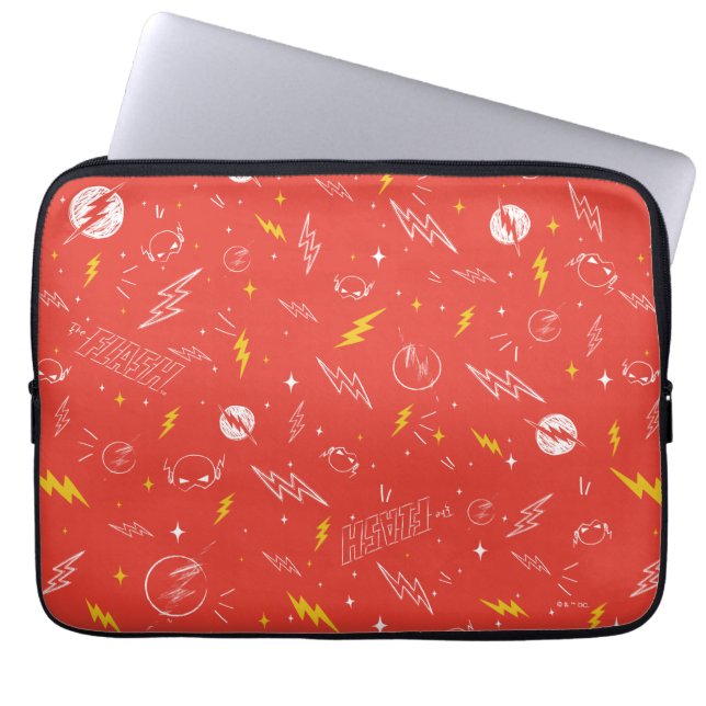 Blixt- och Doodle-mönster med Flash-logotyp Laptop Fodral (Framsidan)