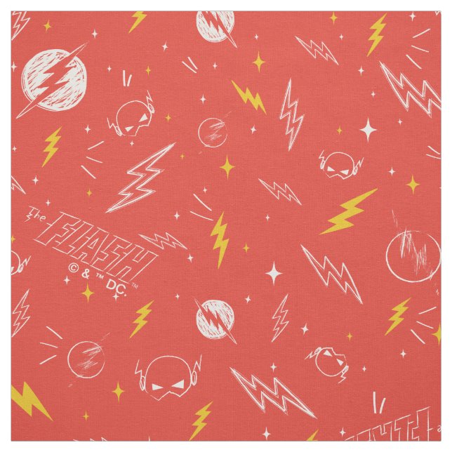 Blixt- och Doodle-mönster med Flash-logotyp Tyg (Provkarta)