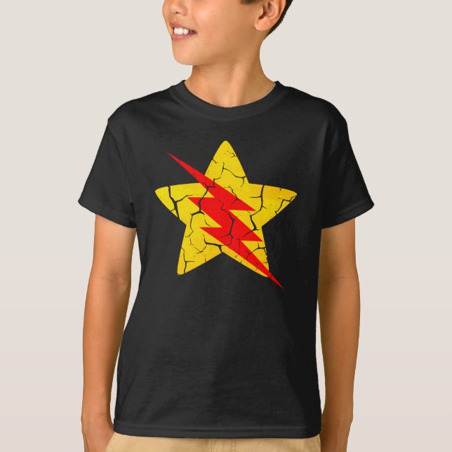 Blixt och stjärna-cross-over t shirt (Framsida)