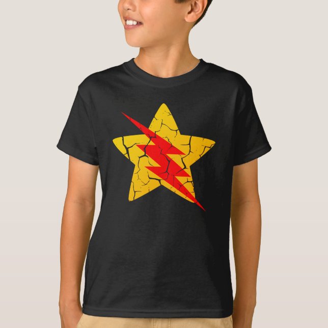Blixt och stjärna-cross-over t shirt (Framsida)