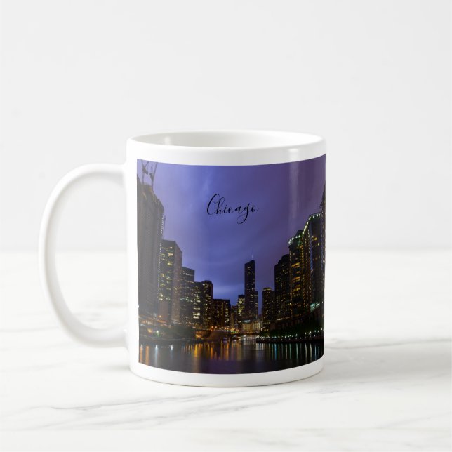Blixt Over Chicago River Coffee Mugg (Vänster)