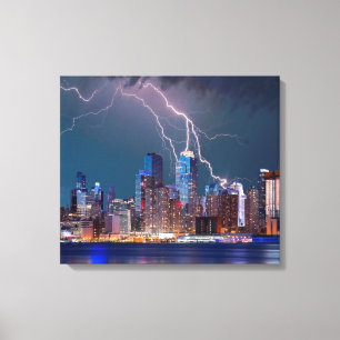 Blixt över "New York City" Skyline Wall Art Canvastryck