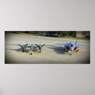 Blixt P-38 och F-35 blixt II Poster