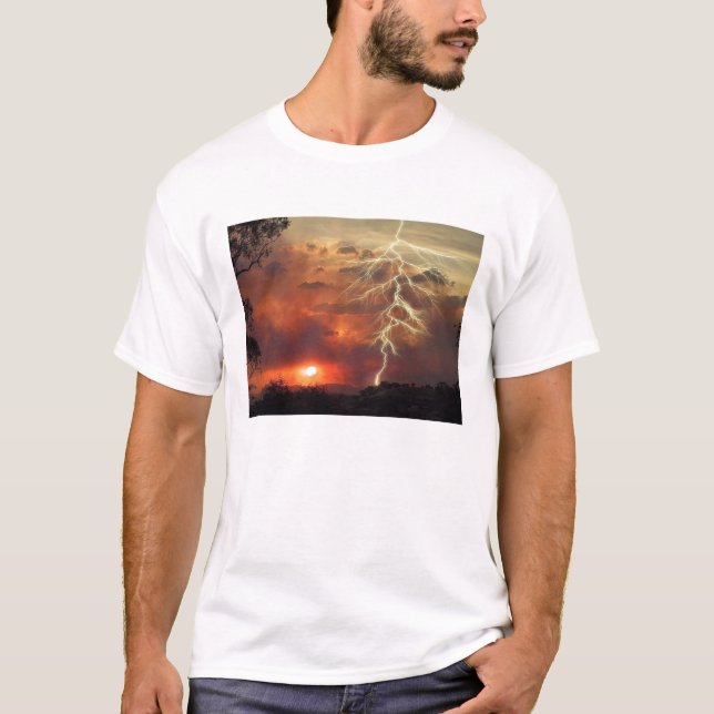 blixt på solnedgången tee shirt (Framsida)