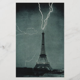 Blixt som slår Eiffel Torn Brevpapper