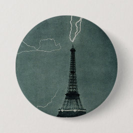 Blixt som slår Eiffel Torn Knapp