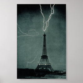 Blixt som slår Eiffel Torn Poster