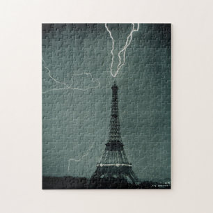 Blixt som slår Eiffel Torn Pussel