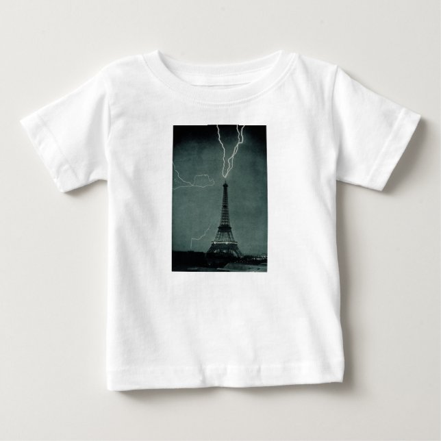 Blixt som slår Eiffel Torn T Shirt (Framsida)