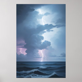 Blixt Storm med Ocean Poster