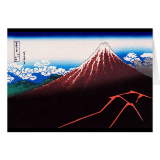 Blixt Storm Mt Fuji Hokusai Japansk Fine Art OBS Kort
