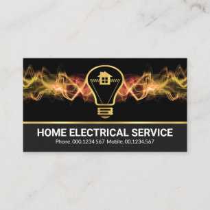 Blixt Storm Strejka Guld Bulb Home Electrician Visitkort