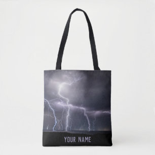 Blixt Strejka Thunderstorm Black & Lila Phot Tygkasse